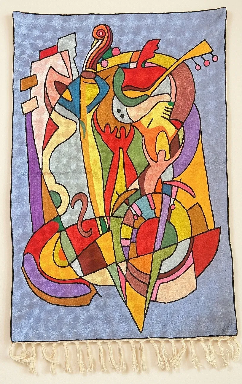 Concerto in Colour — hand-embroidered viscose silk wall tapestry by Aruha Atelier