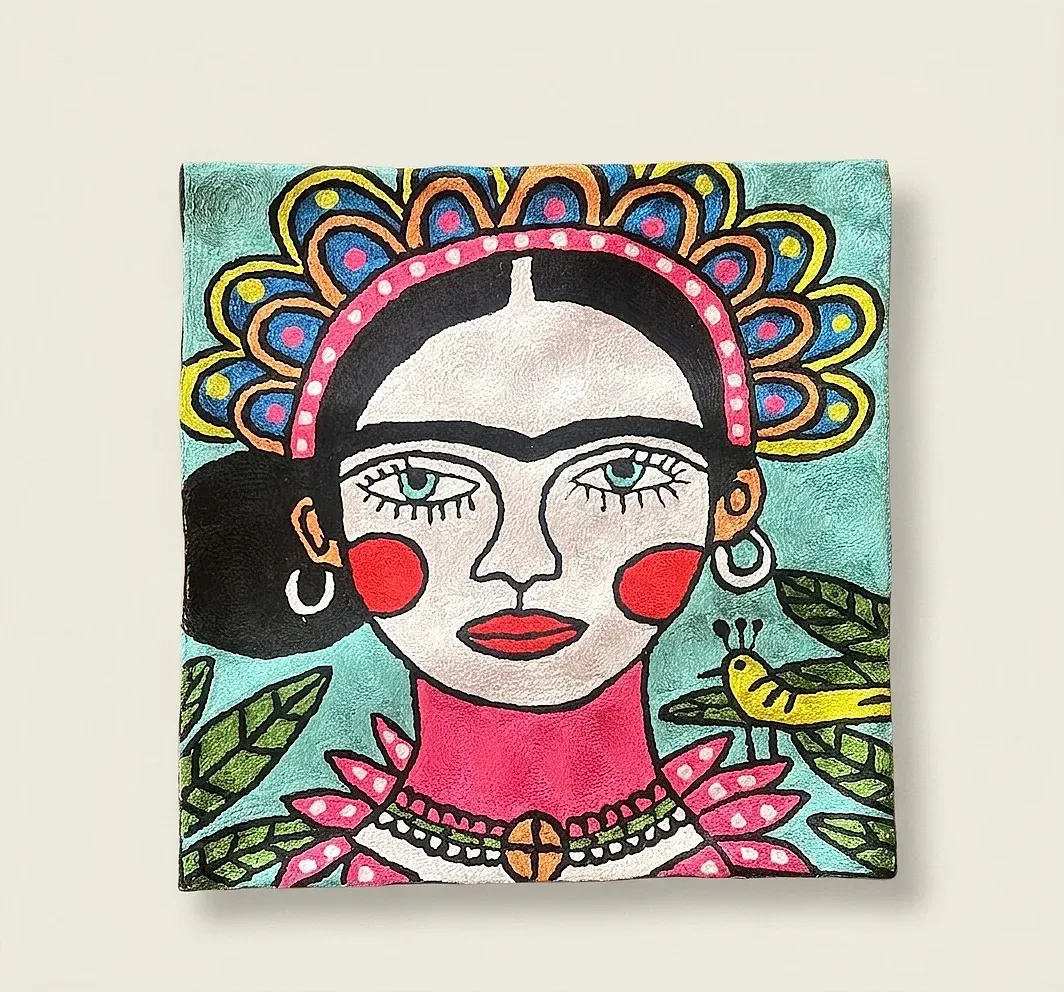 Frida — hand-embroidered viscose silk tapestry by Aruha Atelier