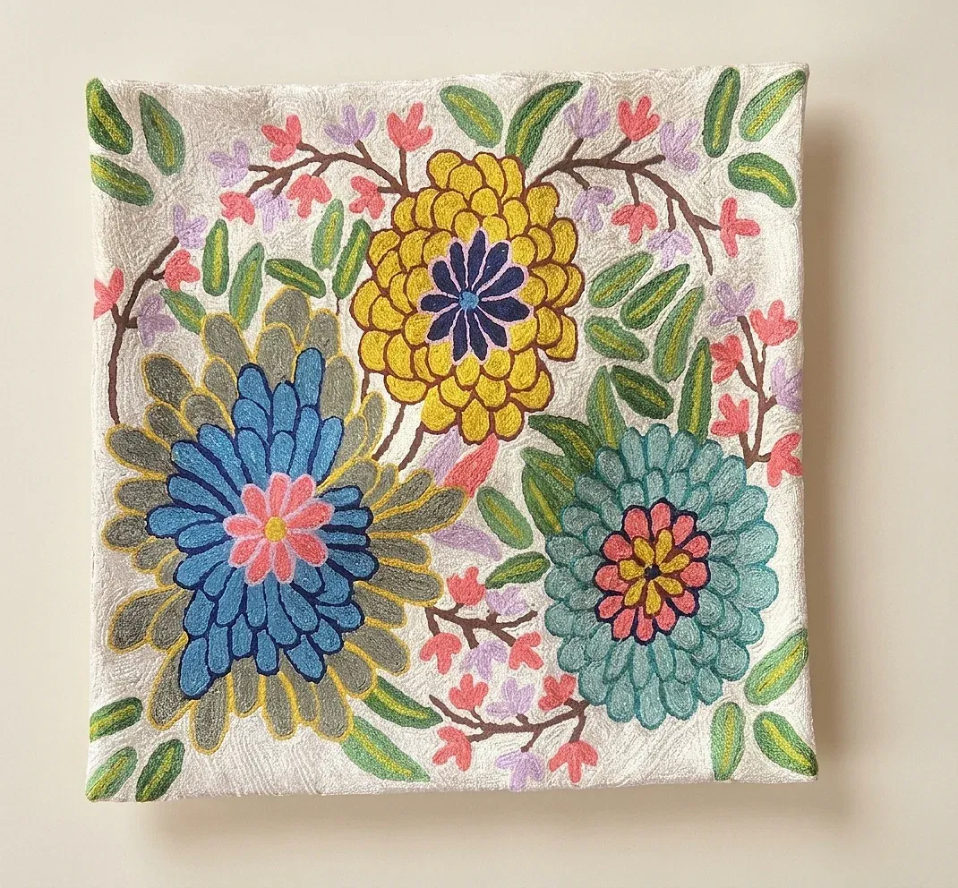 Sunflowers — hand-embroidered viscose silk tapestry by Aruha Atelier