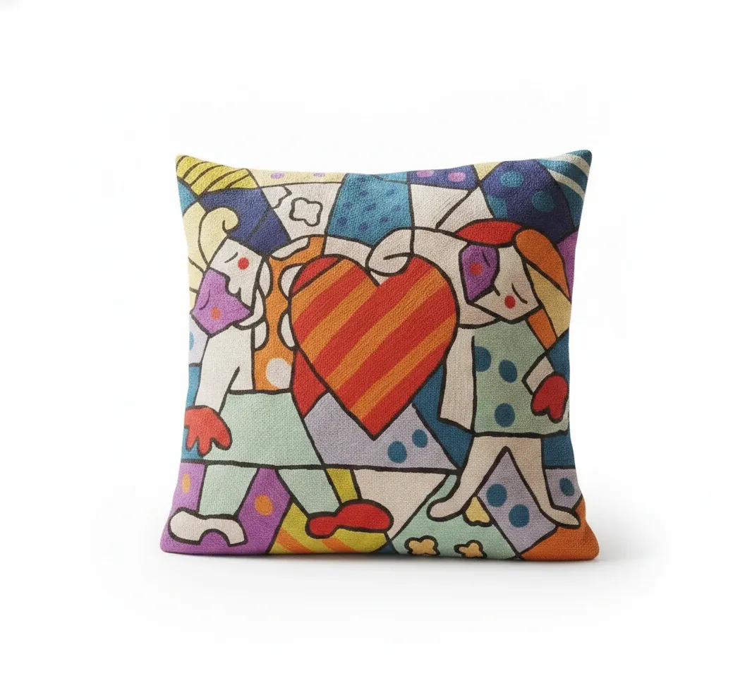 Hearts — hand-embroidered viscose silk cushion cover by Aruha Atelier