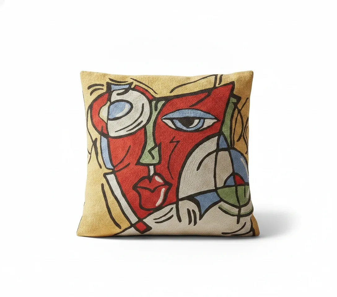 Line Muse — hand-embroidered viscose silk cushion cover by Aruha Atelier