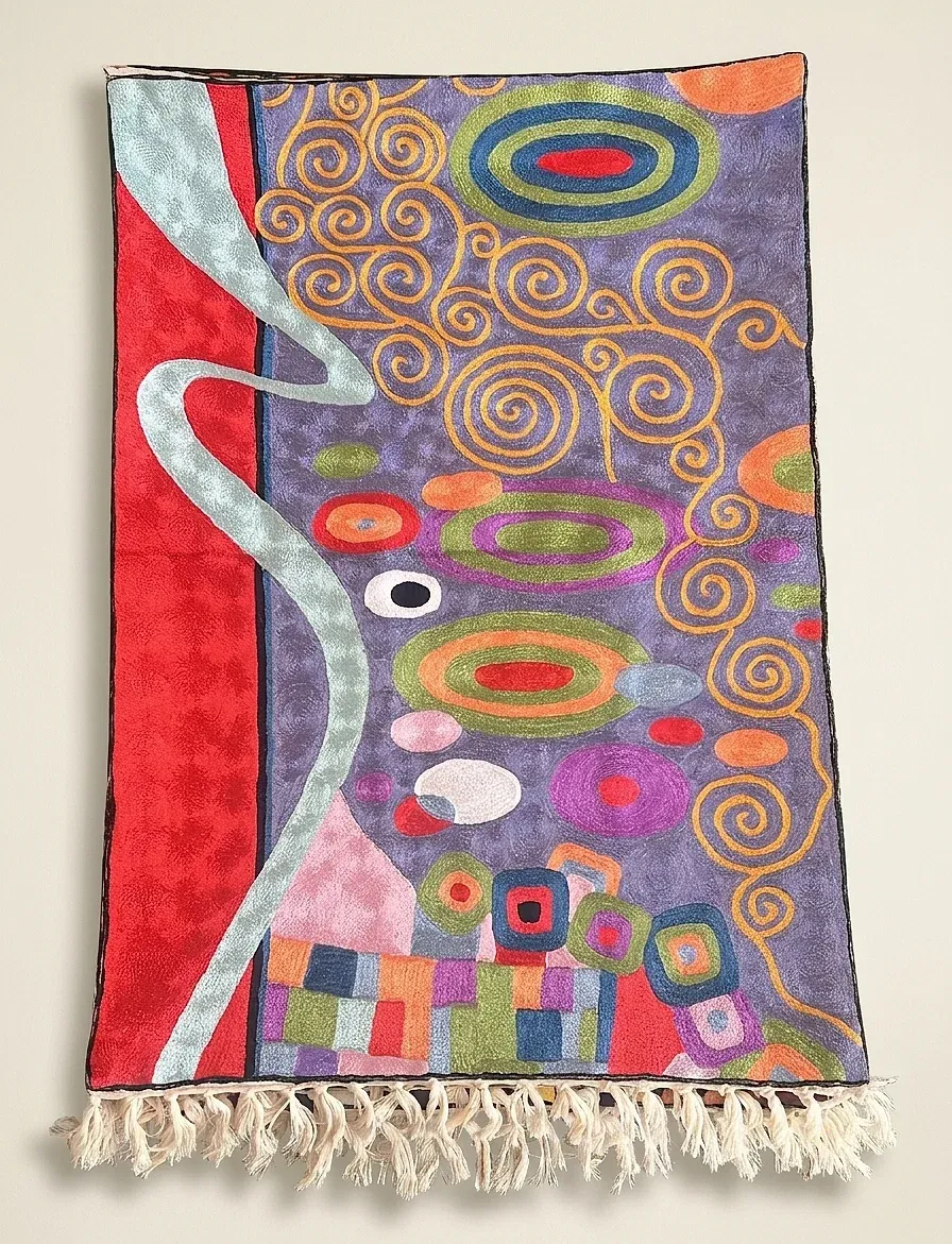 Ember — hand-embroidered viscose silk wall tapestry by Aruha Atelier