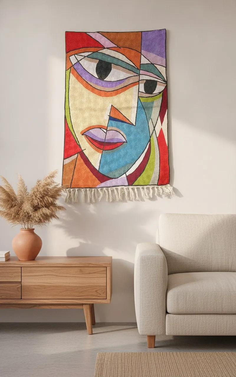 Gaze — hand-embroidered viscose silk tapestry by Aruha Atelier