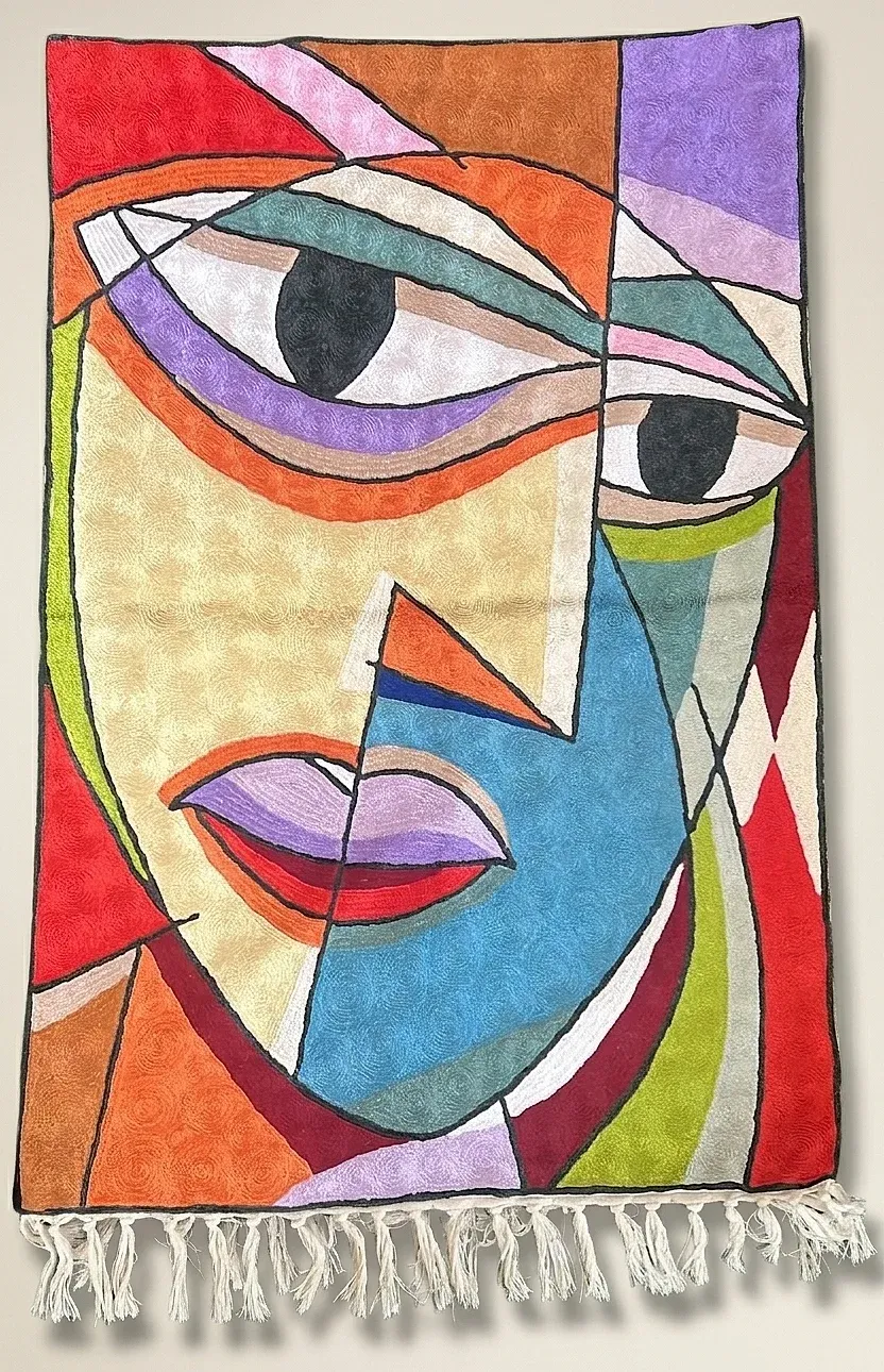 Gaze — hand-embroidered viscose silk tapestry