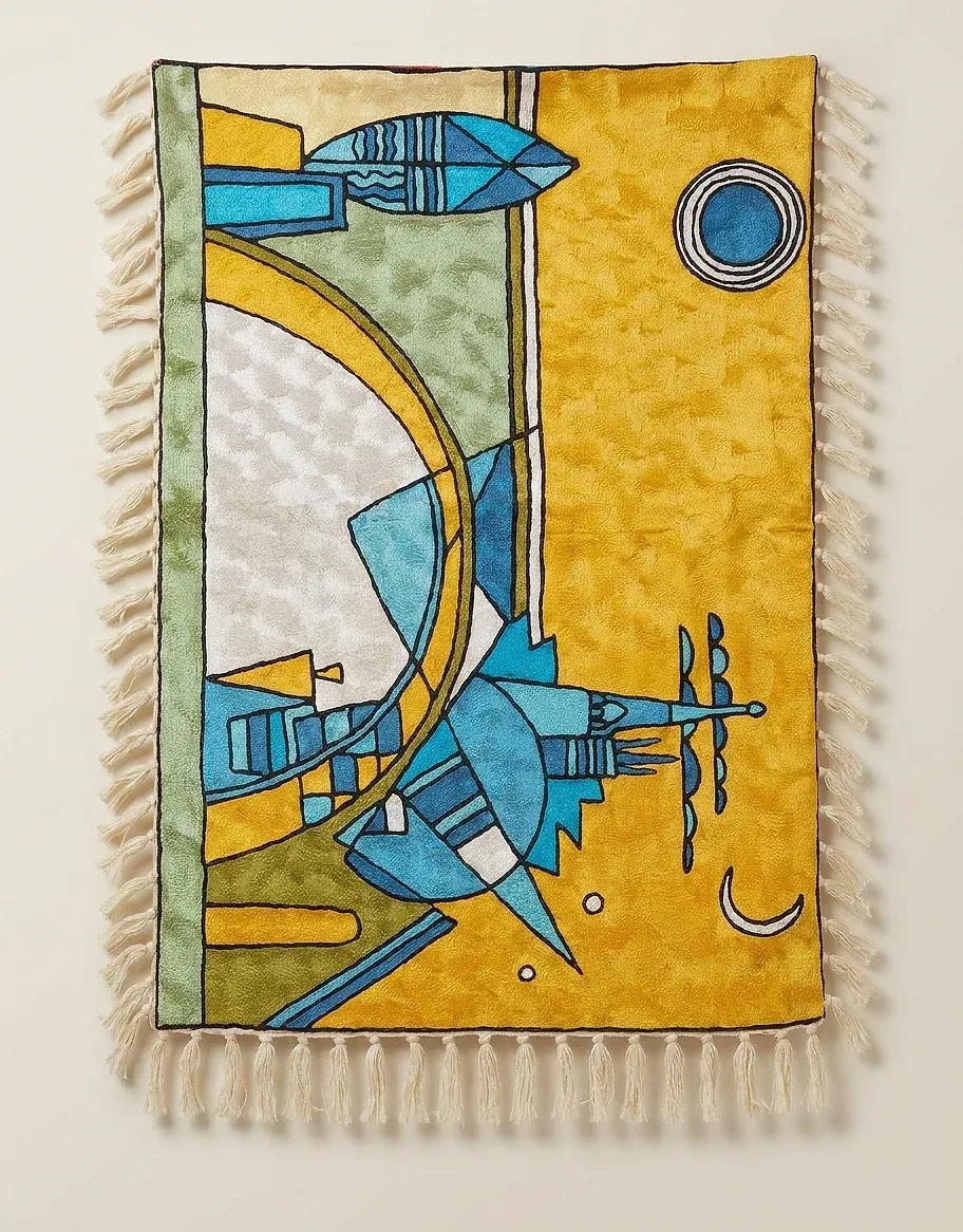 Gilded Bird — hand-embroidered viscose silk tapestry by Aruha Atelier
