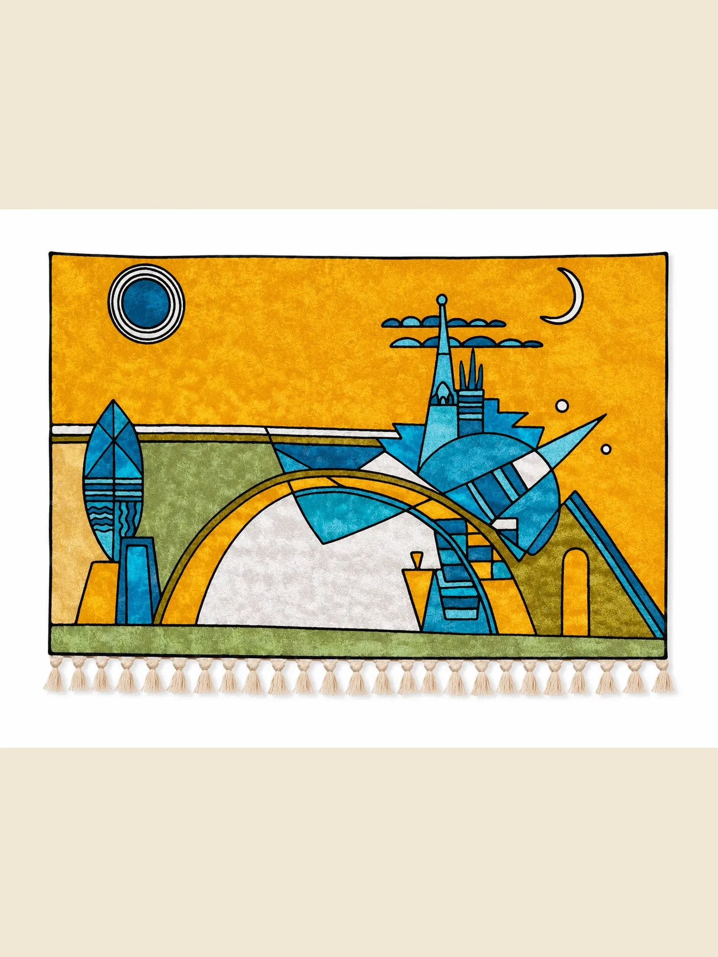 Gilded Bird — hand-embroidered viscose silk wall tapestry by Aruha Atelier