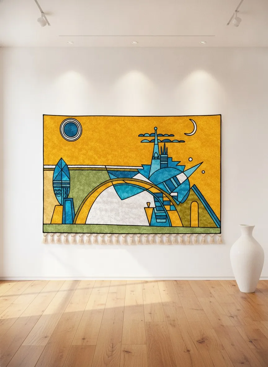 Gilded Bird — hand-embroidered viscose silk tapestry by Aruha Atelier