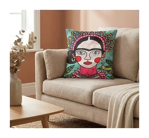 Frida cushion on a sofa