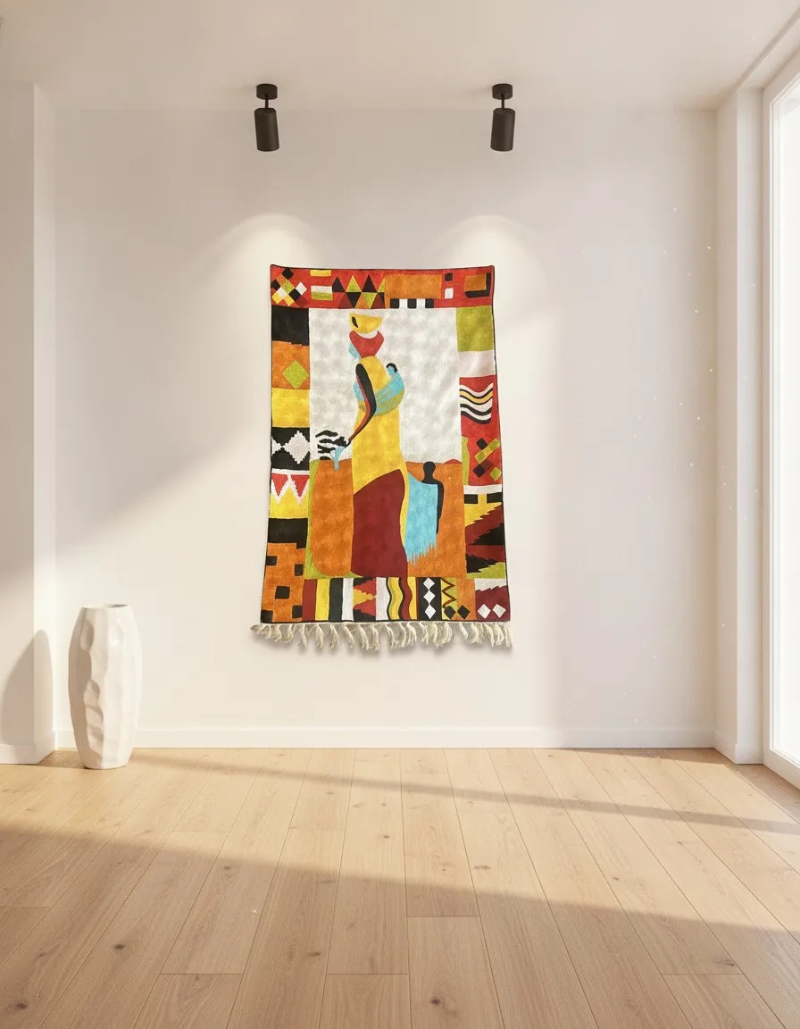 Mosaic — hand-embroidered viscose silk tapestry by Aruha Atelier