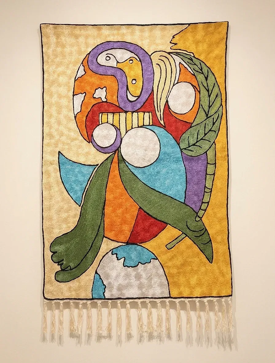 Night Owl — hand-embroidered viscose silk wall tapestry by Aruha Atelier