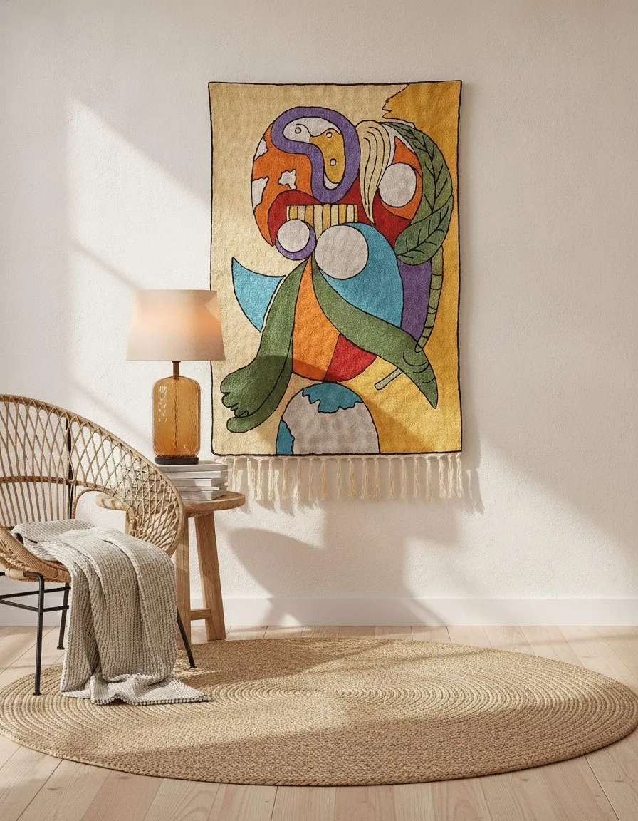 Night Owl — hand-embroidered viscose silk tapestry by Aruha Atelier