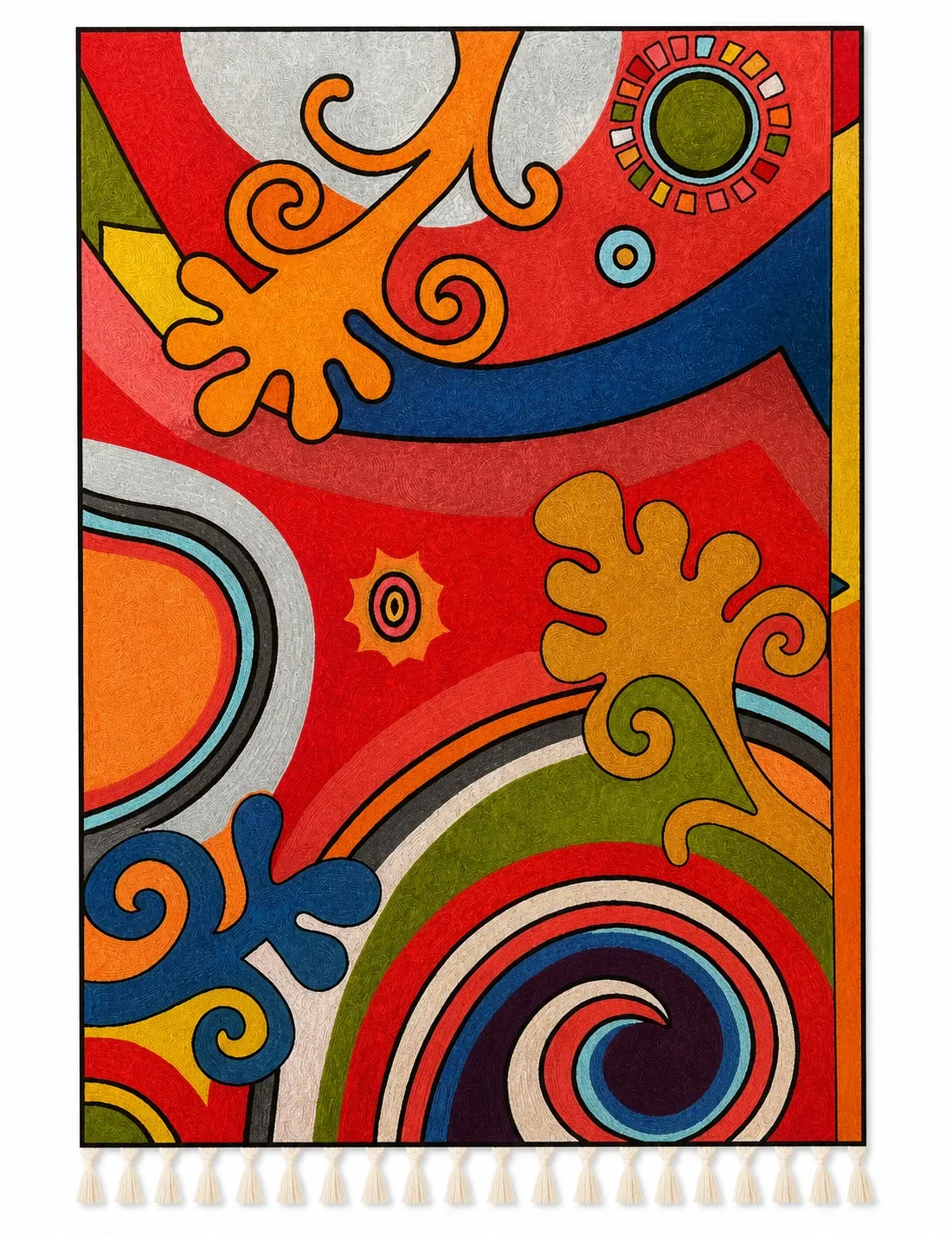Peacock Paisley — hand-embroidered viscose silk wall tapestry by Aruha Atelier