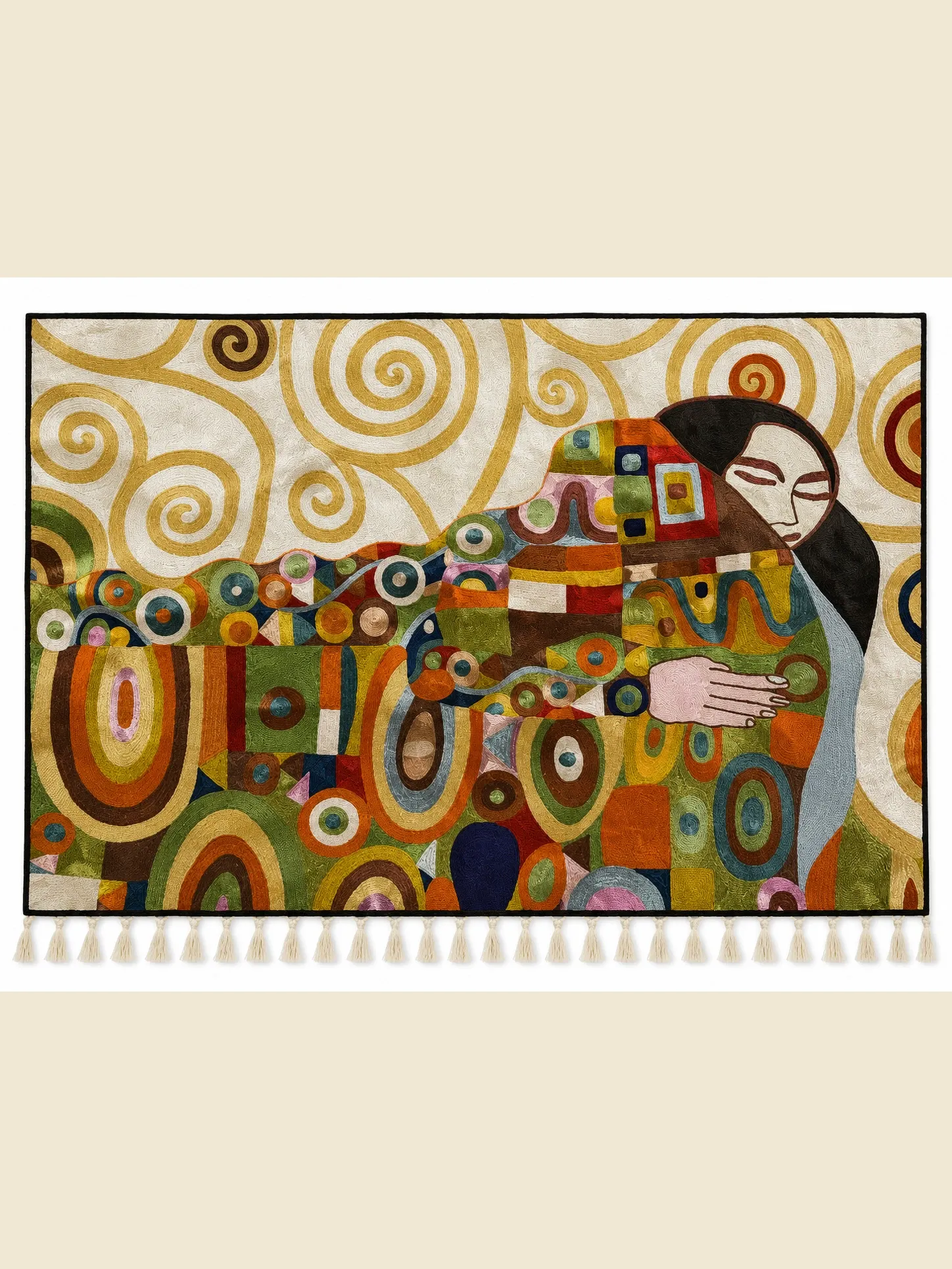Reverie — hand-embroidered viscose silk wall tapestry by Aruha Atelier