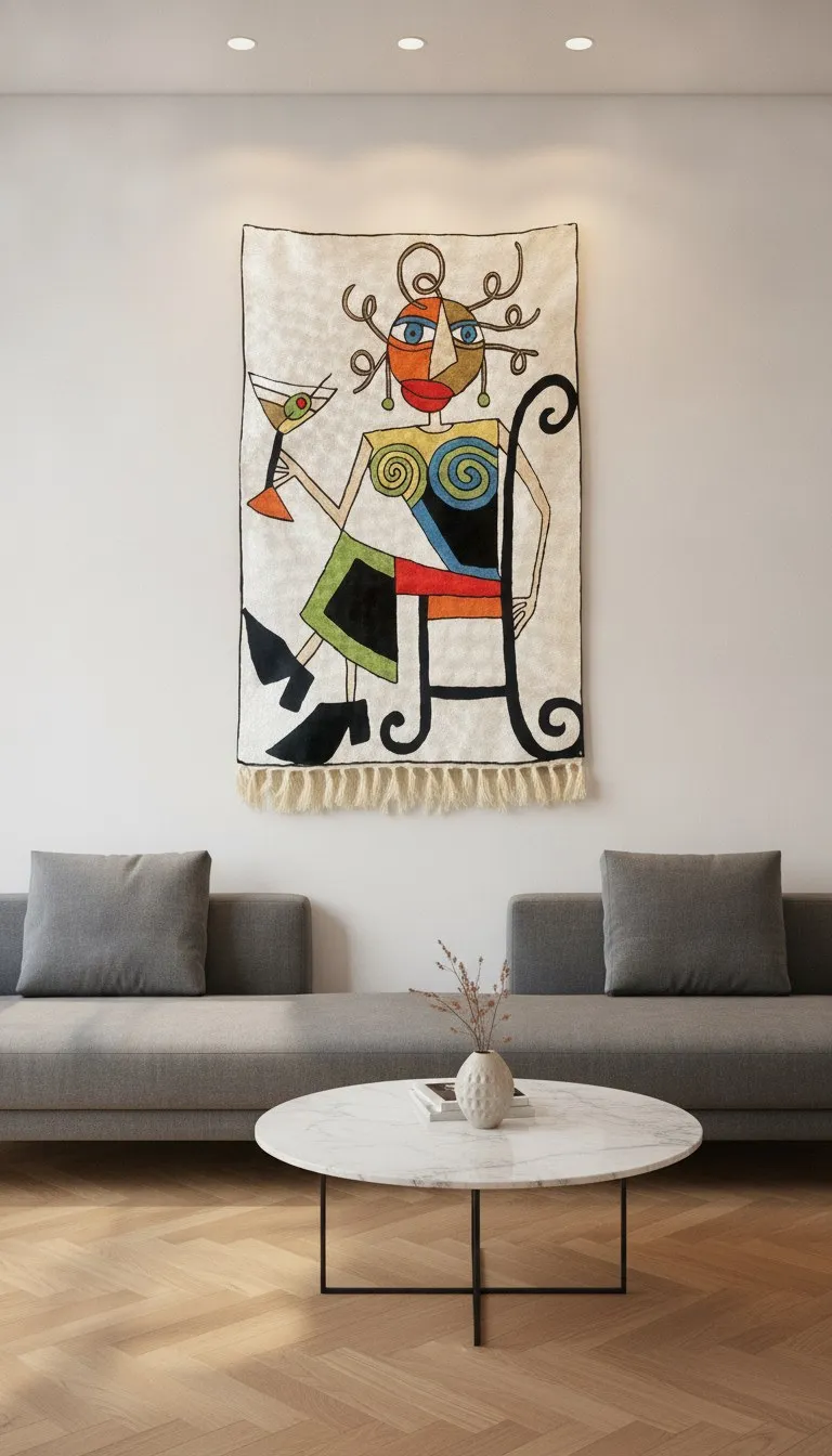Soirée — hand-embroidered viscose silk tapestry by Aruha Atelier