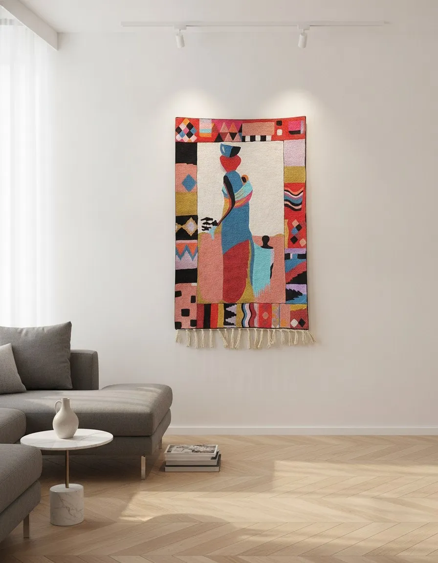 The Wanderer — hand-embroidered viscose silk tapestry by Aruha Atelier