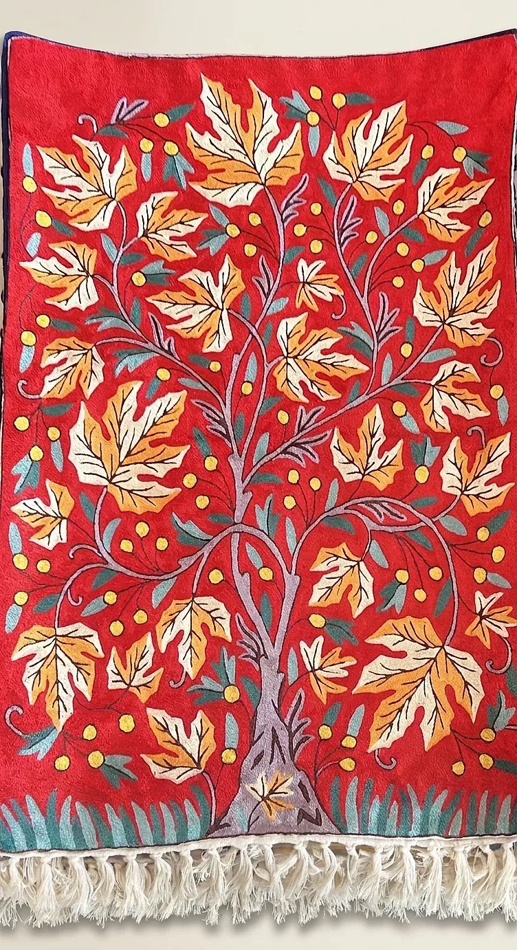 Tree of Life — hand-embroidered viscose silk wall tapestry by Aruha Atelier