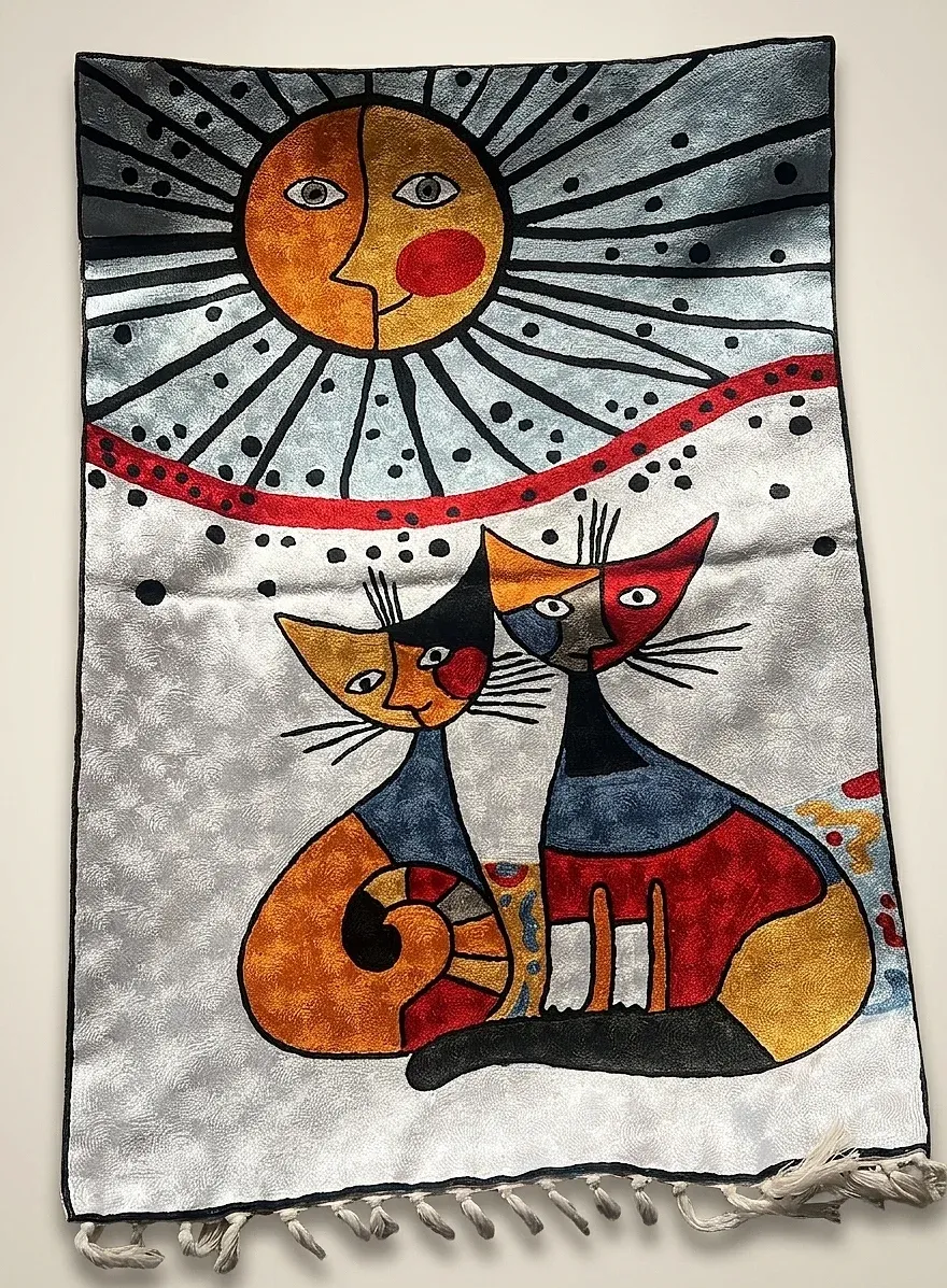 Under the Sun — hand-embroidered viscose silk wall tapestry by Aruha Atelier