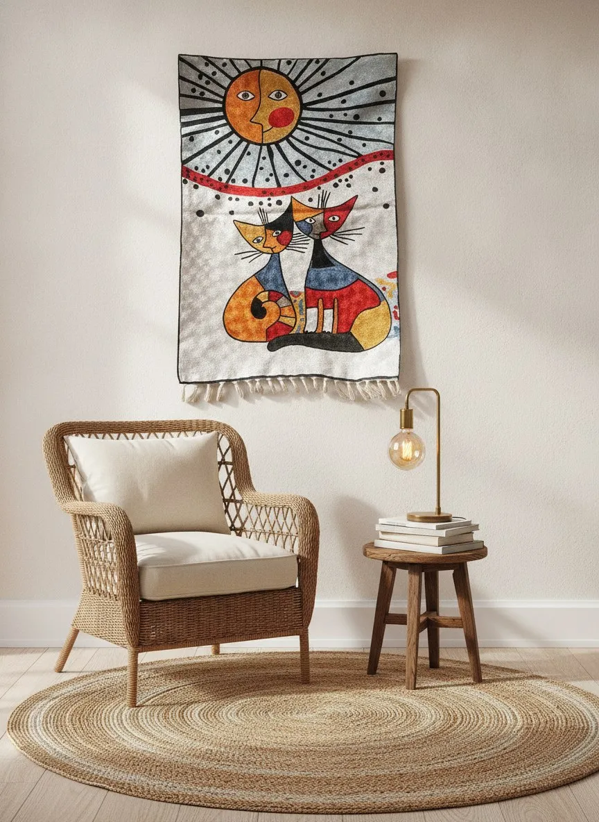 Under the Sun — hand-embroidered viscose silk tapestry by Aruha Atelier